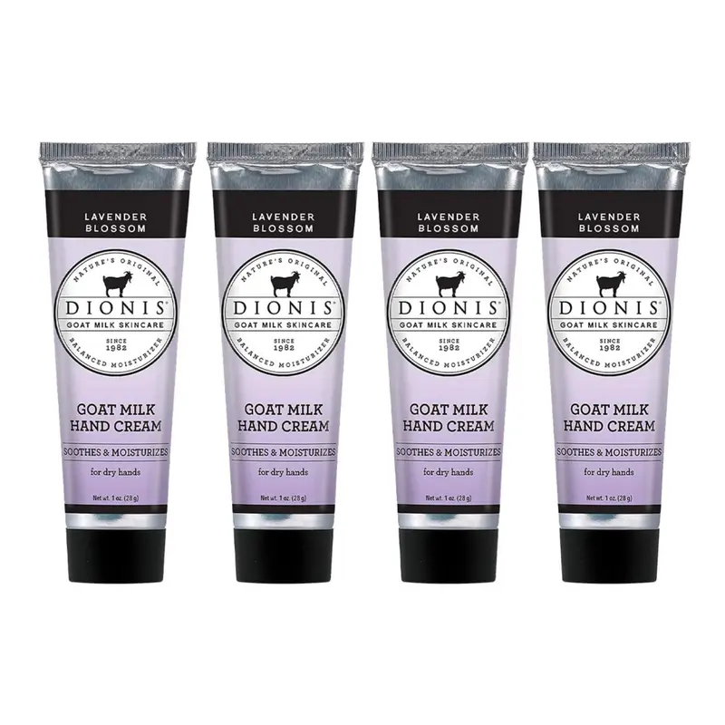 Dionis Crème Mains Lait Chevre Lavande – Coffret Voyage 4x30ml, Sans Paraben, Non Testé sur Animaux, Fabriqué aux États-Unis