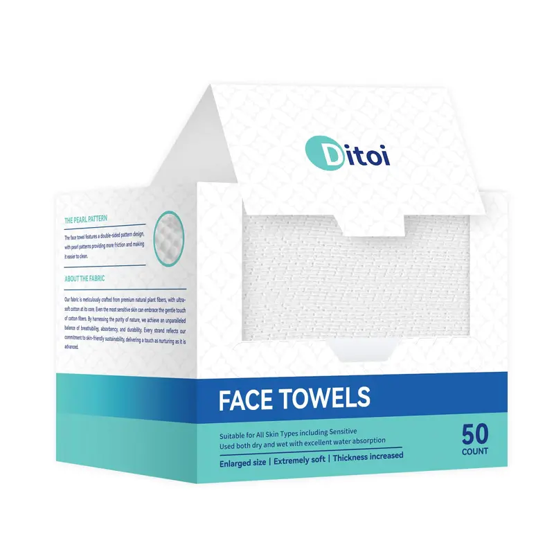 Ditoi Serviettes jetables pour le visage – XL Ultra-Épaisses, texture perle, 50 unités