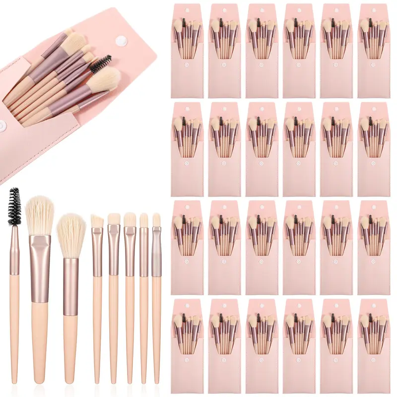 DIVINA VITAE – 24 Ensembles Pinceaux Voyage Mini, Visage Anglé Rose Poudre