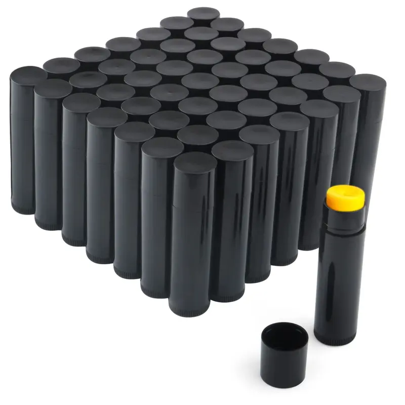 DMuuuDM - 50 Tubes Baume à Lèvres Twist-Up Noirs 5,5 ml – Contenants DIY pour Baume et Rouge à Lèvres