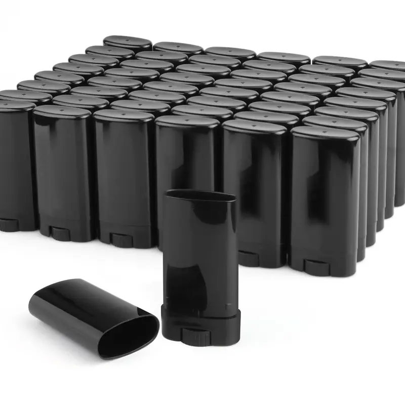 DMuuuDM – Lot de 50 contenants déodorant ovales noirs 15 ml – tubes twist-up pour déodorant solide et échantillons