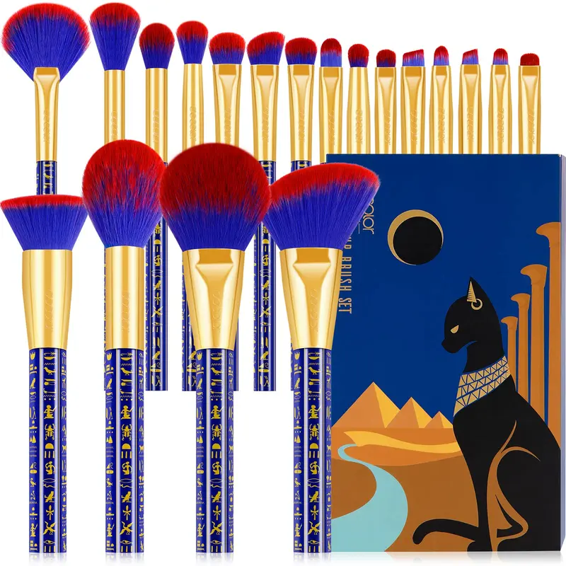 Docolor Pinceaux Maquillage 19 pièces – Ensemble Premium Série Égyptienne pour Yeux et Visage