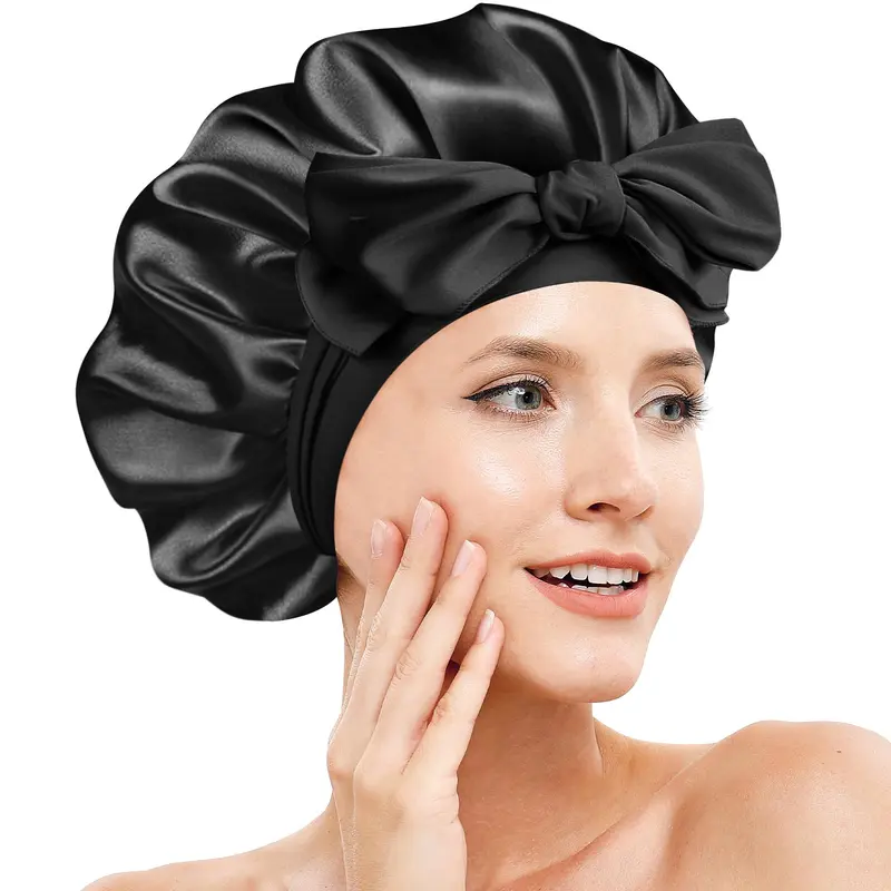 Doitory Bonnet en Soie pour Dormir – Ajustable, Double Couche, Cheveux Naturels et Bouclés