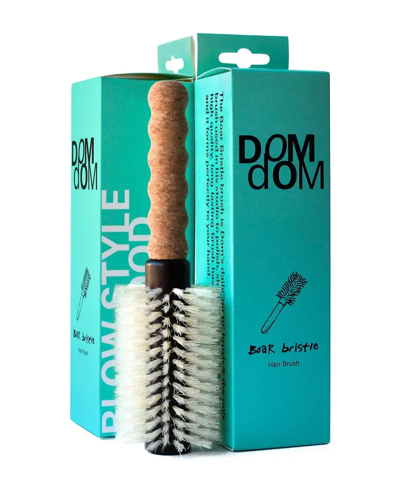Dom Dom — Brosse ronde en nylon et poils de sanglier, 2,3'', anti-statique, poignée en liège