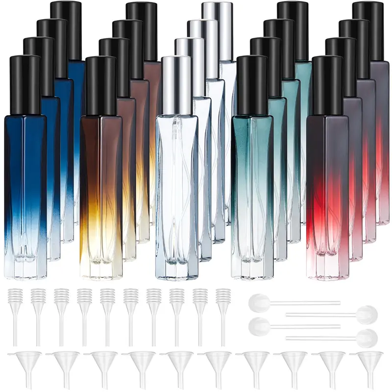 Domensi – Ensemble de 20 flacons parfum verre 10ml réutilisables, spray fin, voyage, couleurs assorties
