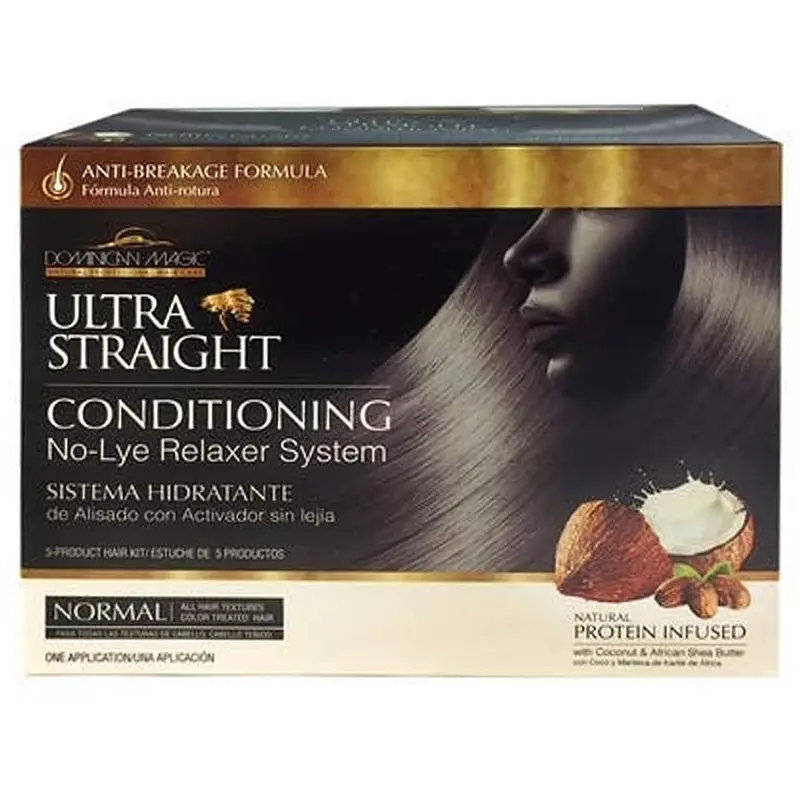 Dominican Magic Ultra Lisse Sans Soude – Défrisant Doux, Cheveux Lisses et Brillants, 7,4 oz, Force Normale