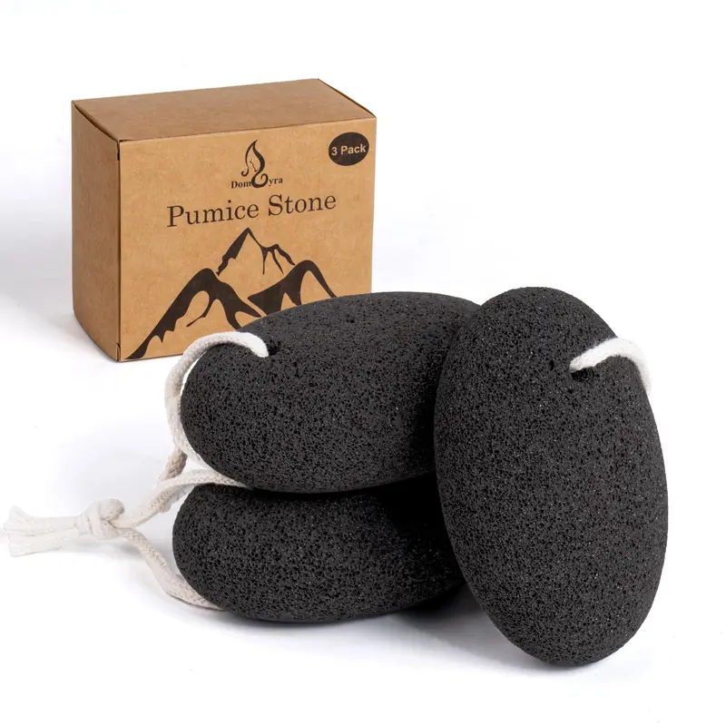 DOMLYRA Pierre ponce naturelle 3 pièces – Gommage pieds volcanique pour callosités et talons