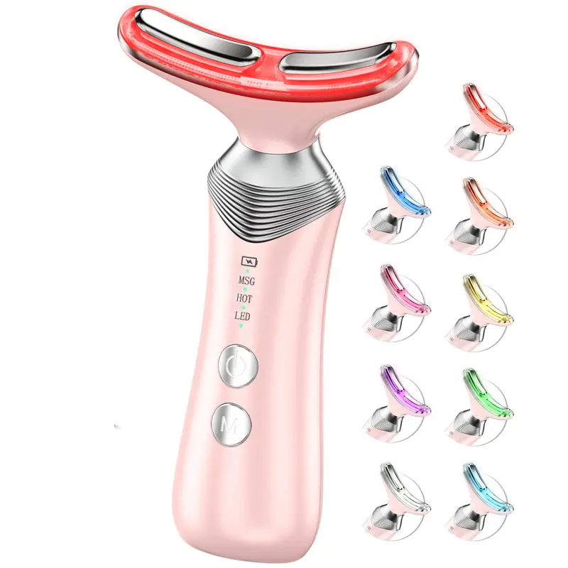 Dopsikn 9-en-1 lumière rouge pour le visage et le cou – Massage facial portable, vibration et chaleur réglables