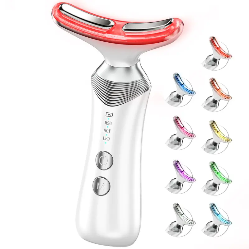 Dopsikn 9-en-1 Thérapie lumière rouge — Masseur visage et cou portable avec vibration et chaleur
