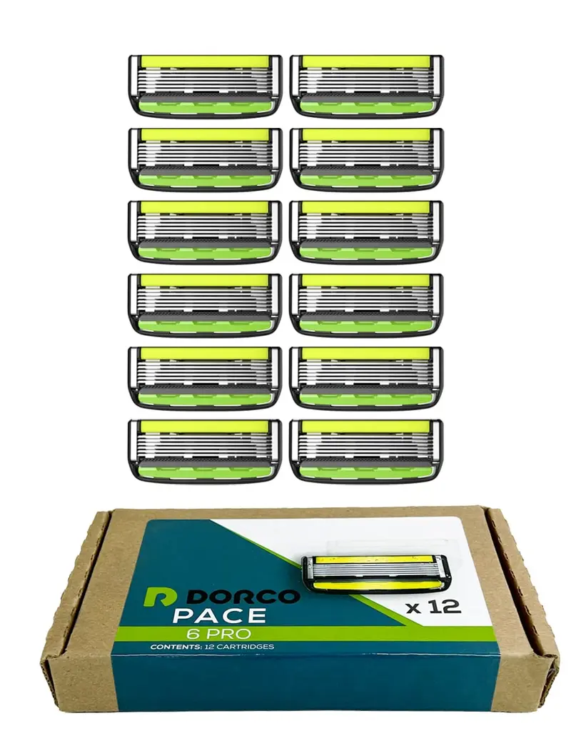 Dorco Pace 6 Pro – Recharges 12 unités sans poignée | Rasage précis et doux
