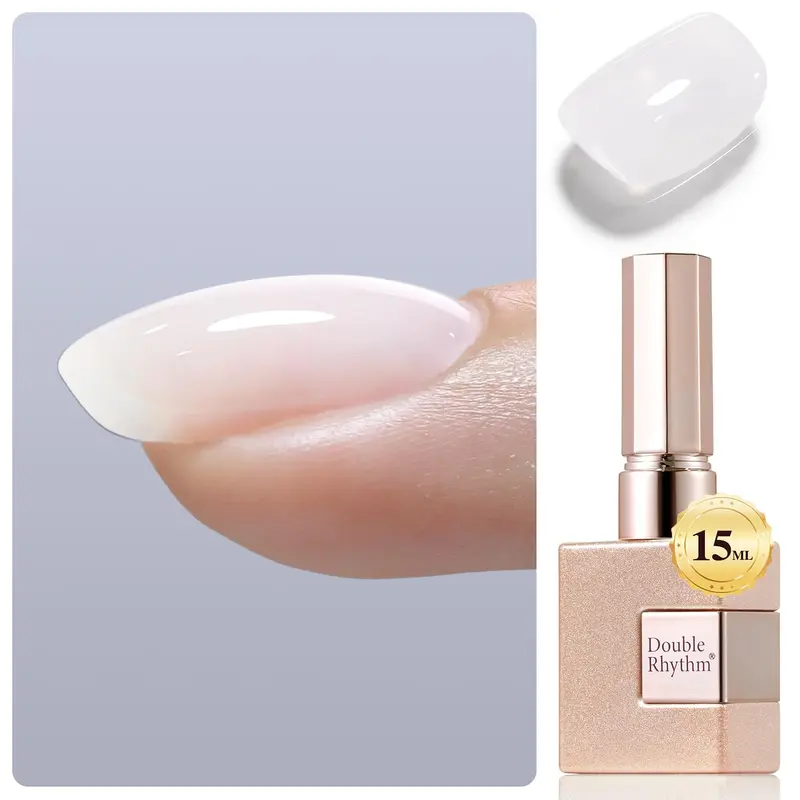 Double Rhythm Gel dur blanc lait 8 en 1 – Renforcement et extension des ongles, 15 ml