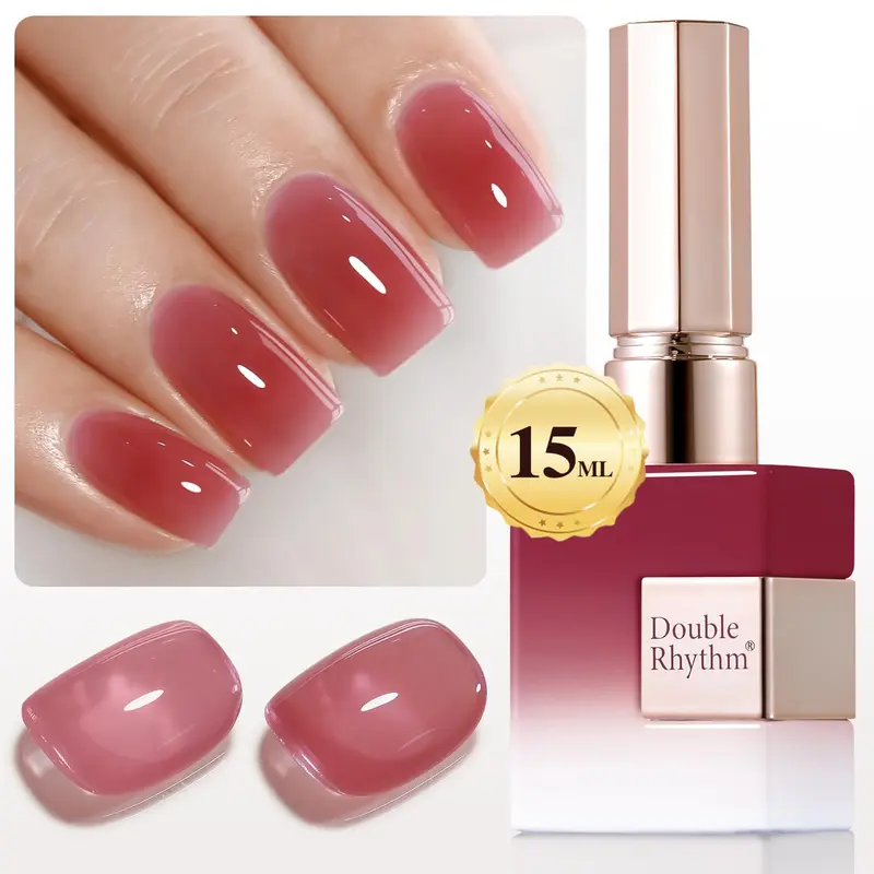 Double Rhythm Gel Translucide 15 ml – Couleur Pourpre Rose Profond, Vernis Gel UV DIY à Domicile