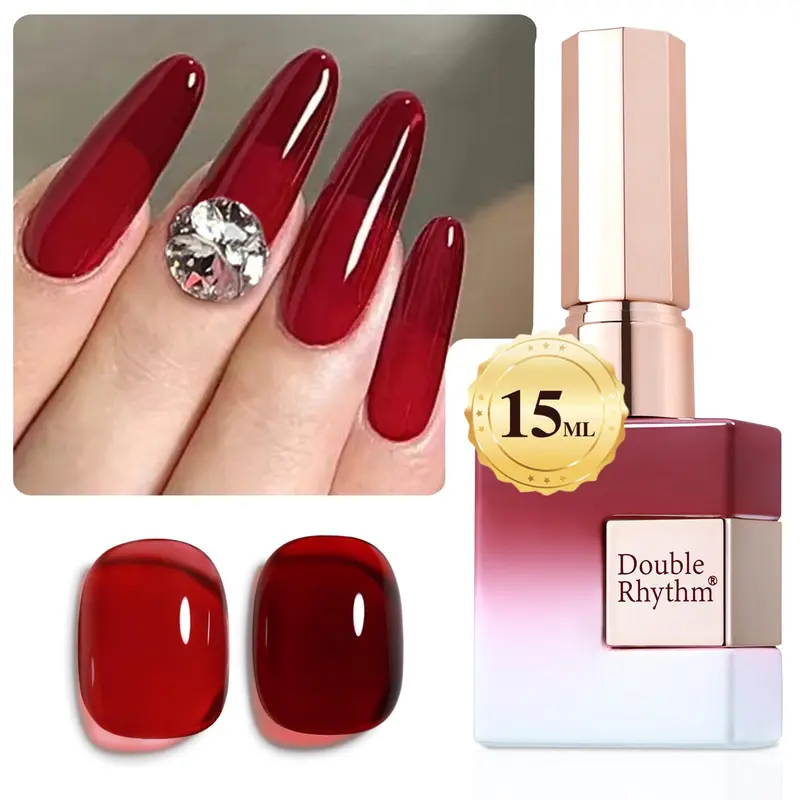 Double Rhythm Gel Vernis 15 ml – Bordeaux Foncé Jelly Rouge A1371 | Manucure DIY