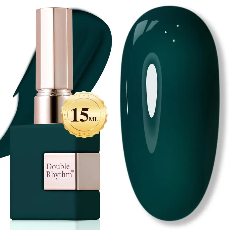 Double Rhythm Gel Vernis 15 ml Pure Translucide – Même Couleur, Même Flacon – Vert Profond A1460