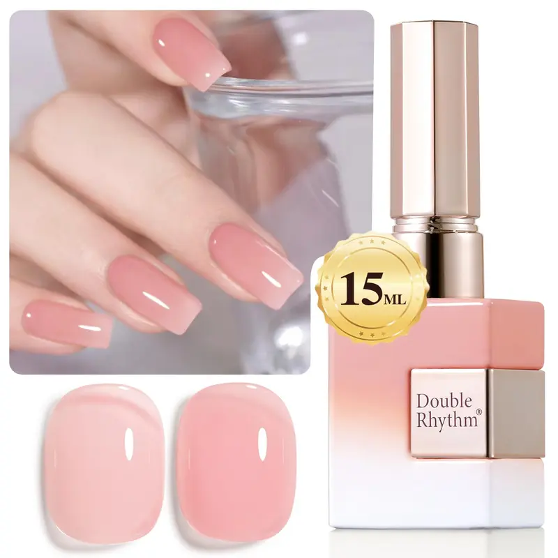 Double Rhythm Jelly Rose Pink Vernis Gel Translucide 15 ml – Même Couleur, Même Bouteille, Nail Art à Domicile