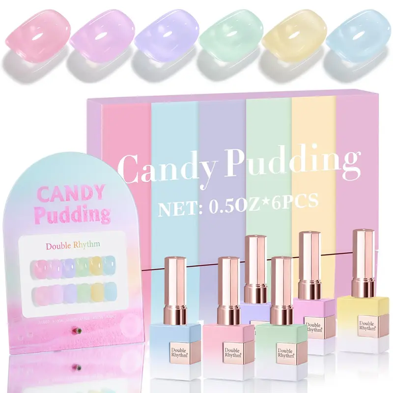 Double Rhythm – Kit Gel Polish 6 Pièces 15 ml, Même Couleur, Dépose Facile, Nail Art à Domicile