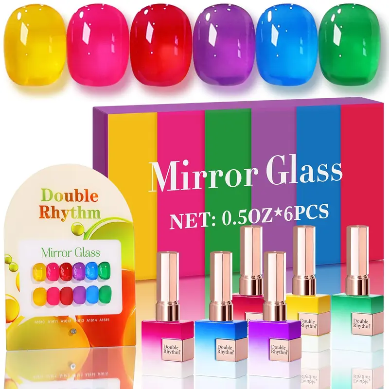 Double Rhythm — Kit Vernis Gel 6 Pièces 15 ml, Même Couleur et Même Flacon, Art des Ongles à Domicile