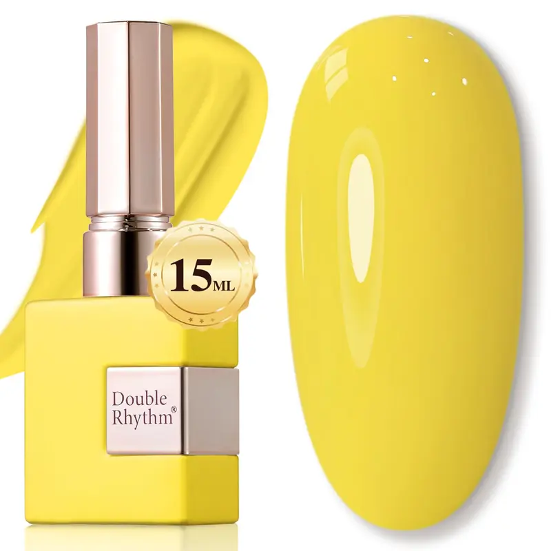 Double Rhythm Vernis Gel Jaune 15 ml – Couleur Pure, Application Facile, Séchage UV/LED