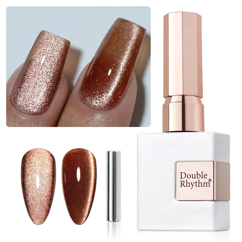 Double Rhythm Vernis Gel Jelly Glass – Effet œil-chat avec aimant, 15 ml, holographique translucide