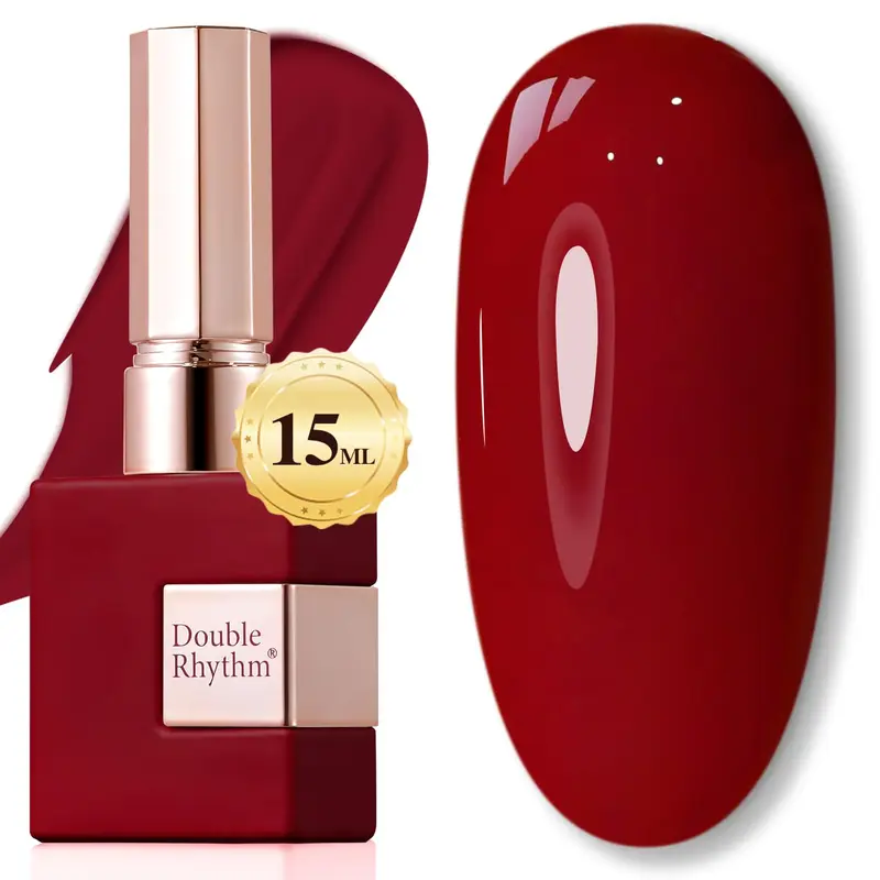 Double Rhythm Vernis Gel Translucide Jelly Neutre – Teinte naturelle claire, 15ml, UV/LED pour ongles à domicile (Cherry Red-A1489)