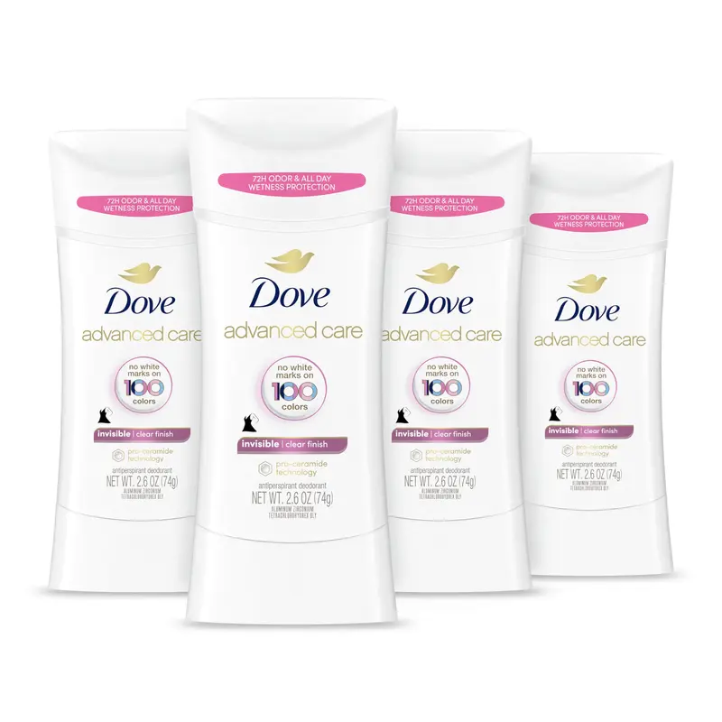 Dove Advanced Care Déodorant Stick Invisible – Finition Claire, Lot de 4, 75 g