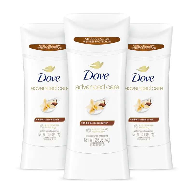 Dove Advanced Care Stick Vanille & Beurre de Cacao – 3x74 g, Pro-Ceramide, Protection 72 h