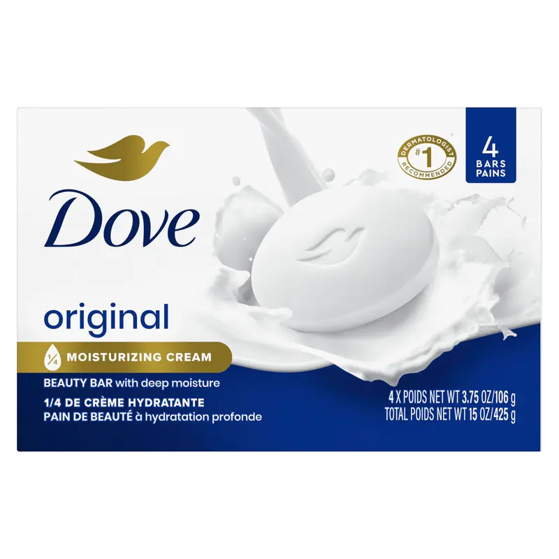 Dove Beauty Bar Original — Nettoyage doux et hydratant, 4 barres (3,75 oz chacune)