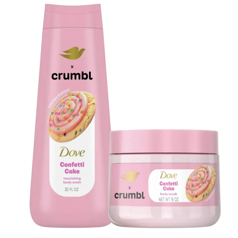 Dove Crumbl Gel Douche Hydratant Confetti Cake | Édition Limitée 20 oz + Gommage 15 oz