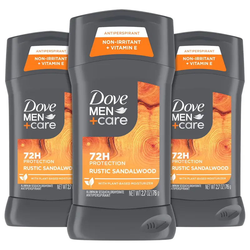 DOVE MEN + CARE Anti-transpirant Rustic Sandalwood – Lot de 3 sticks 2,7 oz