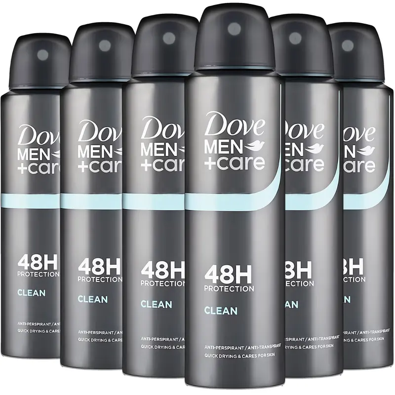 Dove Men+Care Classic Antiperspirant Spray – Lot de 6, Protection 48 h, Senteur Classique, Peau Douce