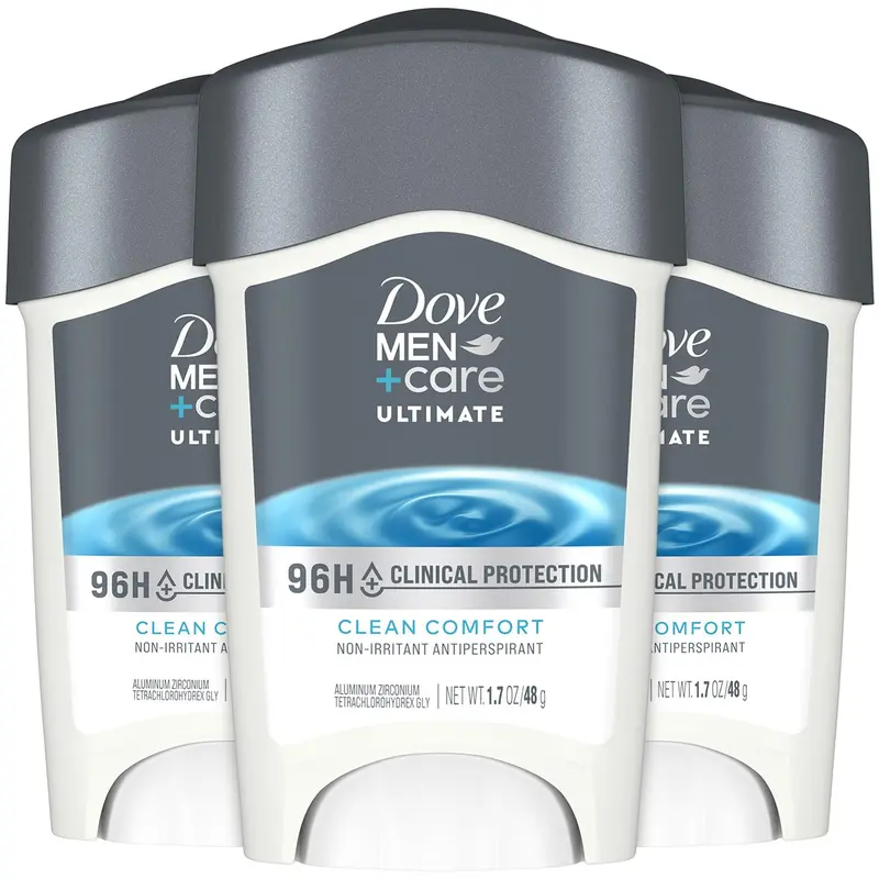 Dove Men+Care Déodorant Antiperspirant 96H – Protection Clinique, Confort Frais, Pack 3 × 1,7 oz