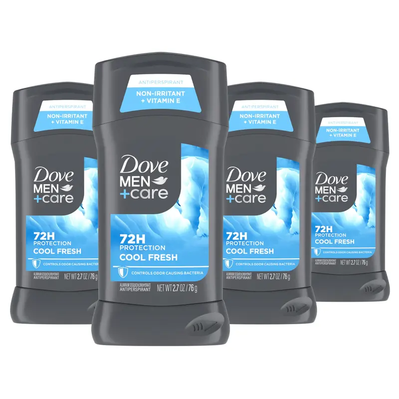 Dove Men+Care Déodorant Antiperspirant Cool Fresh – Lot de 4 sticks, parfum Aqua, Protection 72H, 2,7 oz