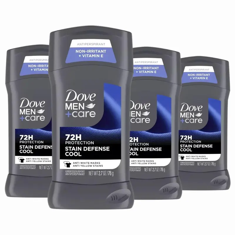 Dove Men+Care Déodorant Stick Stain Defense Cool – 4 bâtons, anti-traces et anti-jaunissement, 72 h de protection