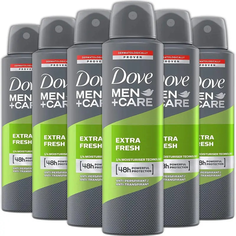 Dove Men+Care Extra Fresh Spray Déodorant Antitranspirant – Lot de 6 x 150 ml, Protection 48h