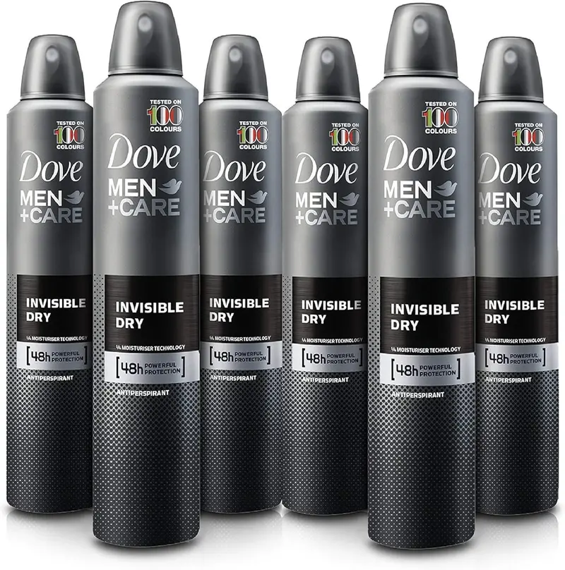 Dove Men+Care Invisible Dry – Pack de 6 Aérosols 150 ml Anti-Transpirant Invisible