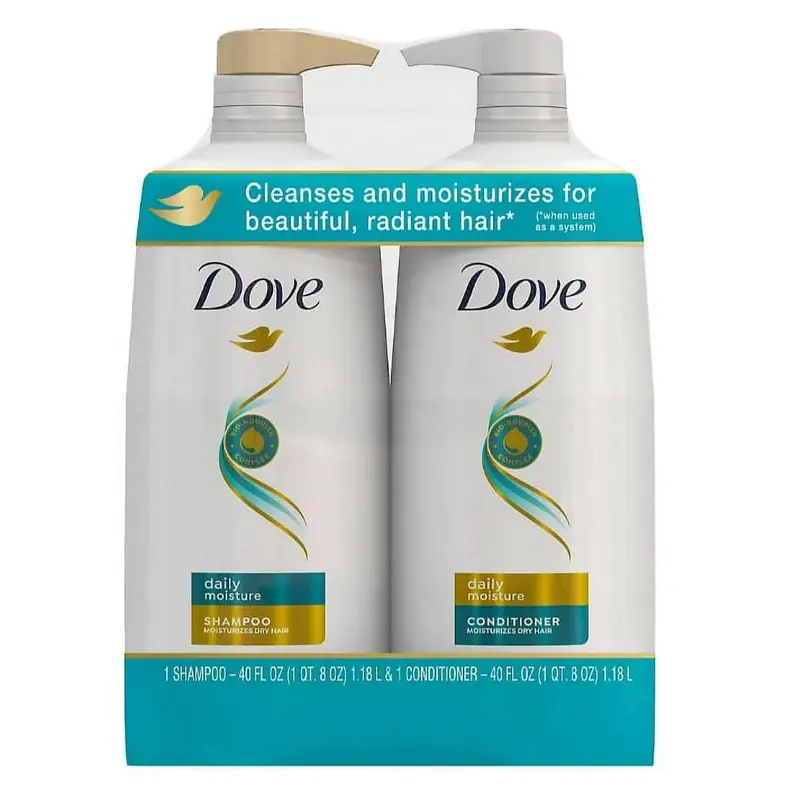 Dove Shampoing et Après-Shampoing Hydratants Daily Moisture – Duo Pompe 2 × 591 ml