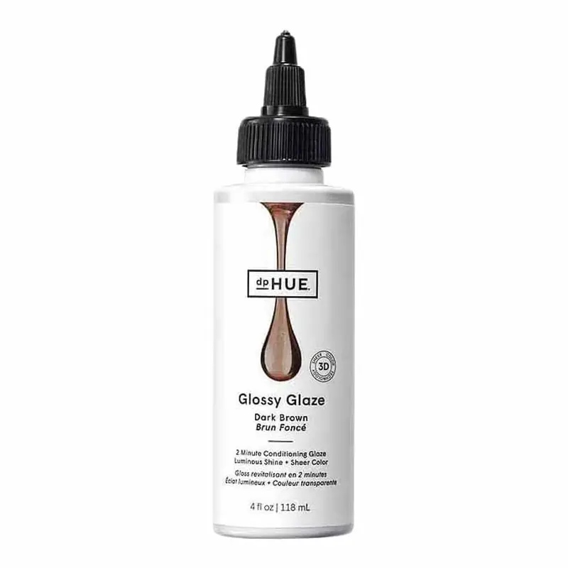 dpHUE Glossy Glaze Brun Foncé – Glossage capillaire liquide en douche, brillance et couleur subtile – Sans parabènes, SLS et SLES – Certifié Leaping Bunny