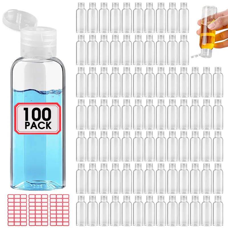 DPLASKA — 100 Bouteilles de Voyage 100 ml avec Flip Cap, Étanches, Agréées TSA