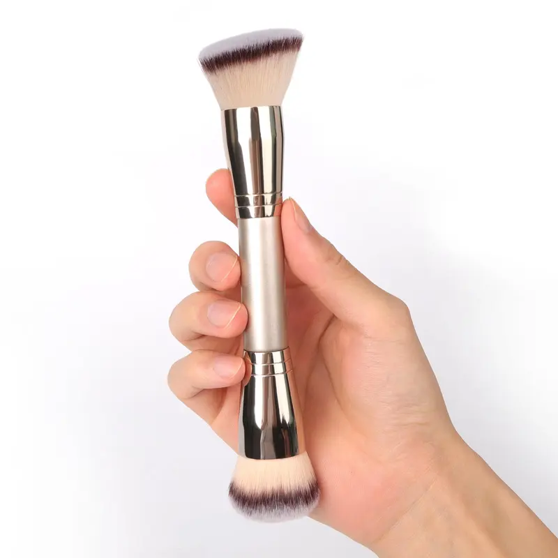 dpolla Pinceau Double-Tête pour Fond de Teint – Estompage Professionnel, Pinceau Synthétique Sans Cruauté