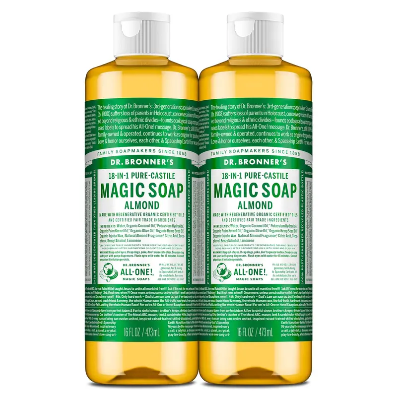 Dr. Bronner's Savon Liquide Pure-Castile Amande – Duo 473 ml, 18 usages