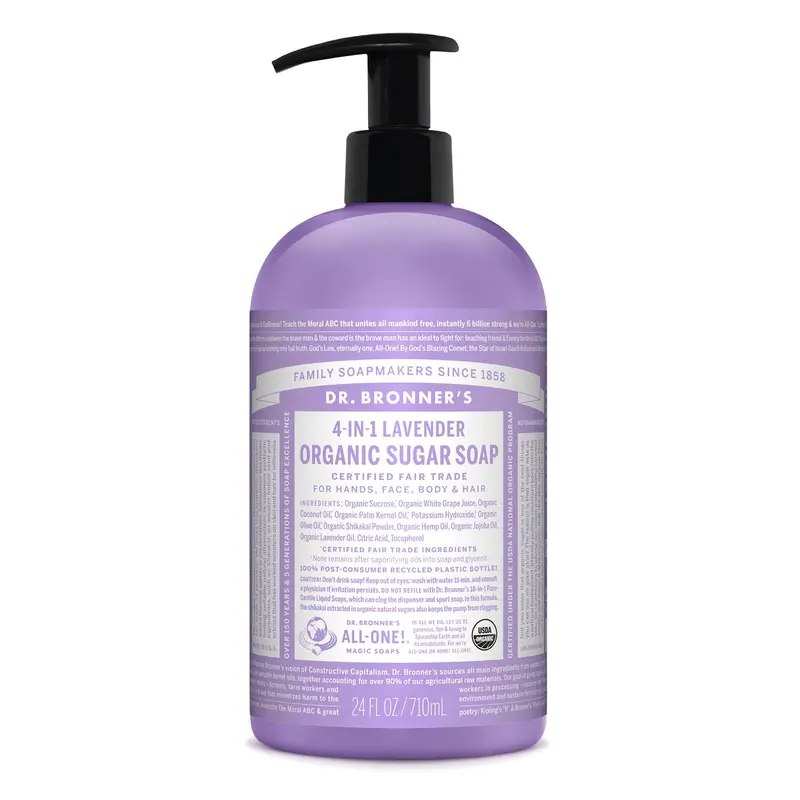 Dr. Bronner's - Savon Sucre Bio Lavande (24 onces) - 4-en-1