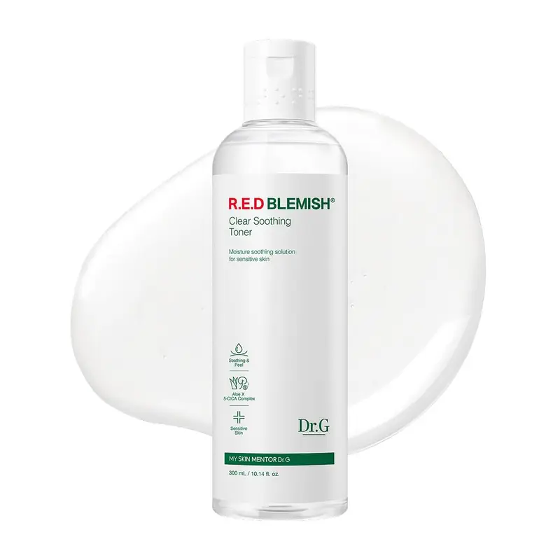 Dr.G R.E.D. Blemish Clear Tonique – Apaisant coréen pour peau lumineuse, AHA/BHA et Centella, 10,14 fl oz