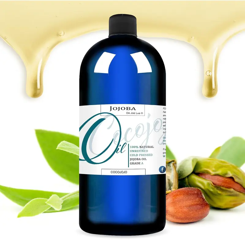 Dr Joe Lab Huile de Jojoba Bio Presse à Froid – 32 oz pour cheveux et peau
