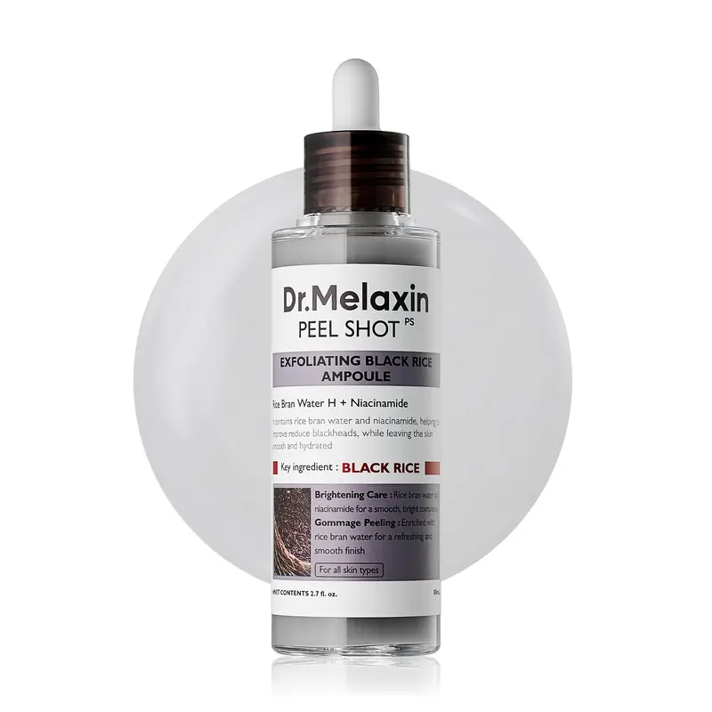 Dr.Melaxin Peel Shot Glow – Ampoule Exfoliante au Riz Noir 80 ml | Pores nets et Teint lumineux