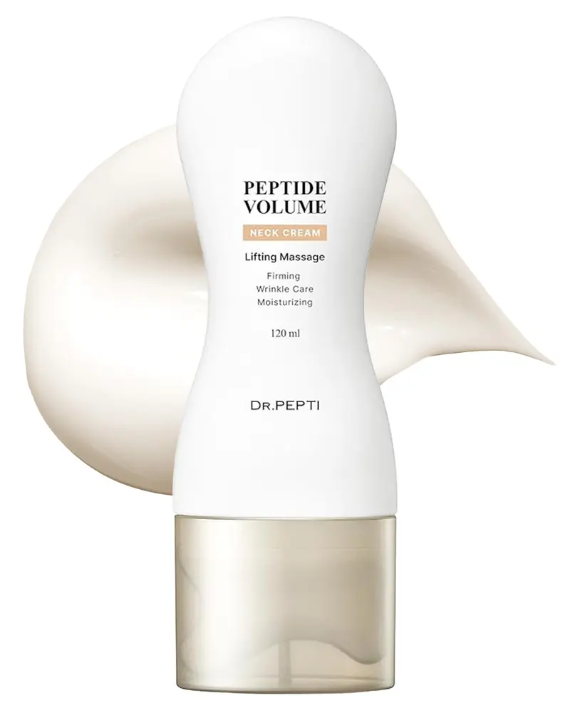 DR. PEPTI Crème Cou 2-en-1 – Raffermissante avec Gua Sha Intégré, Contour du Cou et Décolleté, 125 ml