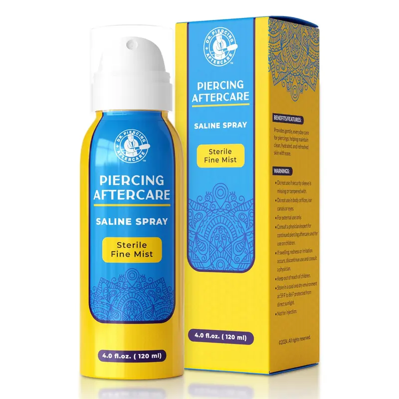 Dr. Piercing Aftercare Spray – Solution saline stérile 4 oz pour tous vos piercings