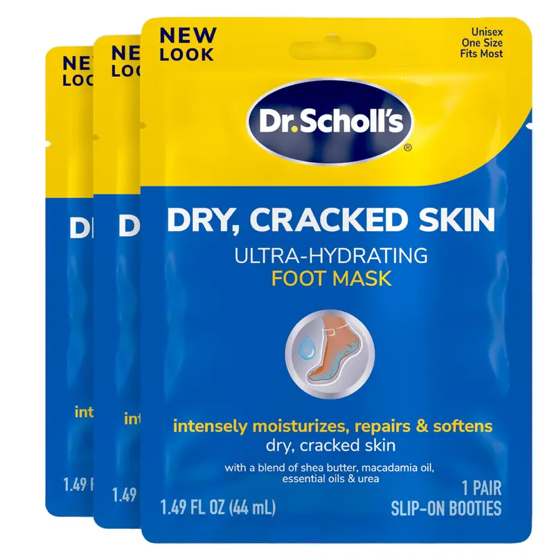 Dr. Scholl's Masque Pieds Hydratant Ultra – 3 Paires pour Pieds Secs et Craquelés