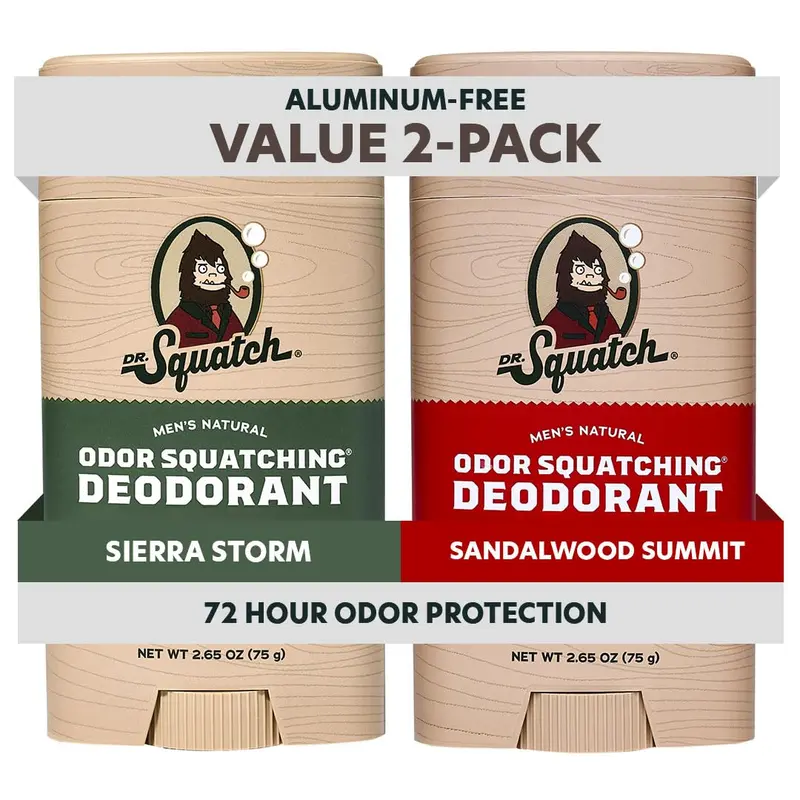 Dr. Squatch Déodorant Homme Naturel – Sans Aluminium, Charbon & Postbiotiques – Sierra Storm (Lot de 3)