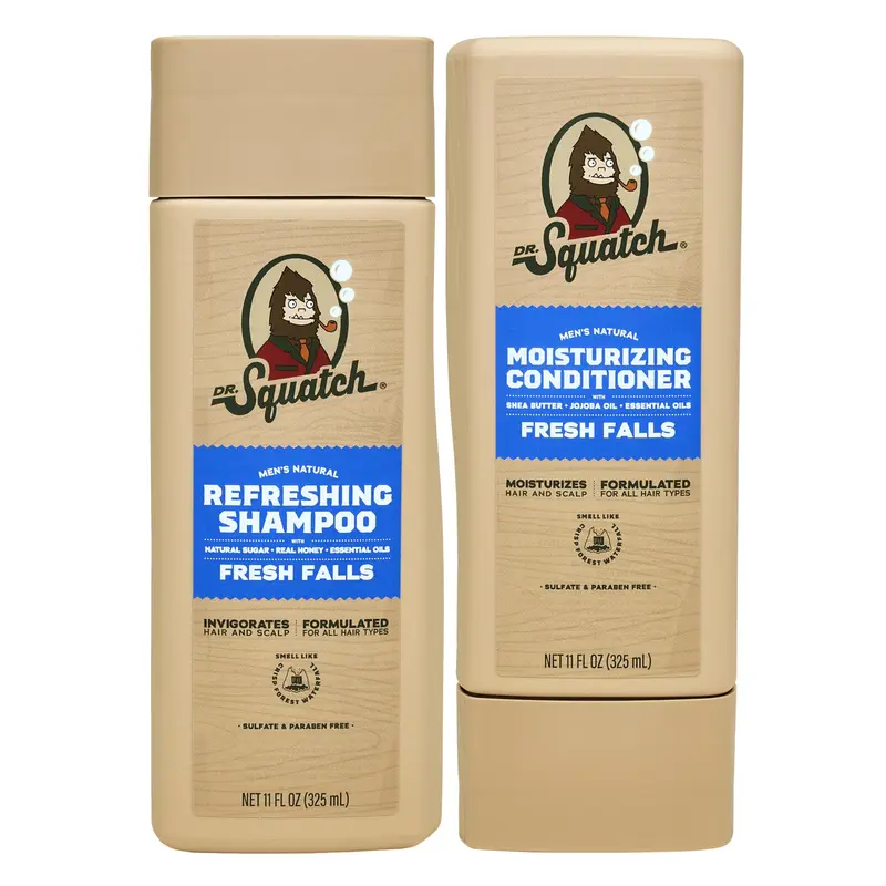 Dr. Squatch – Duo Shampoing et Après-Shampoing Naturels Fresh Falls pour Hommes (2x11 oz)