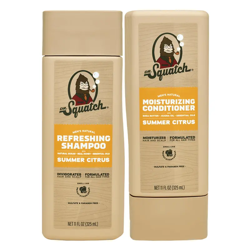 Dr. Squatch Ensemble Shampoing et Après-Shampoing Naturels pour Hommes – Summer Citrus (325 ml, 2 pièces)